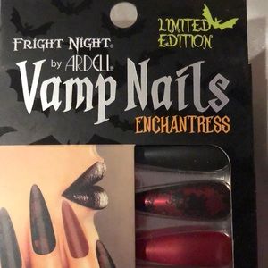 Fright Night Enchantress Red And Black Long Fingernails Vamp Nails